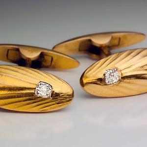 Vintage Art Deco Diamond Gold Cufflinks