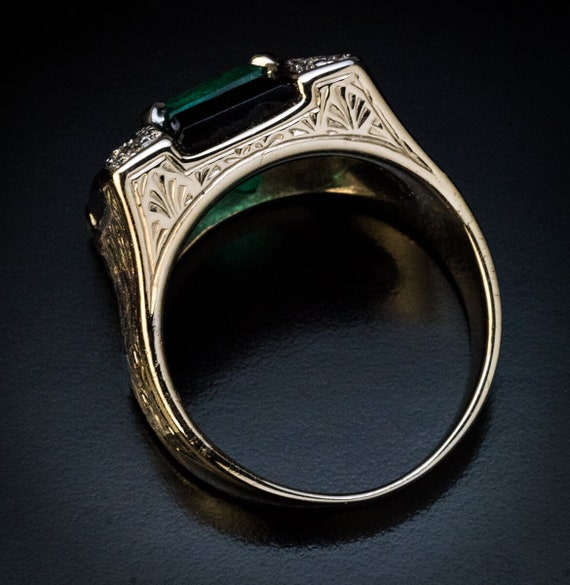 Art Deco Colombian Emerald Diamond Onyx Cocktail … - image 6