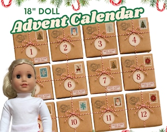 12 Day Doll Advent Calendar for 18 Inch Dolls Christmas Countdown Gift for Girls Fits American Girl Doll Clothes & Accessories Gift