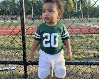 Personalized Baby Football Jersey and Pants Set: GREEN Game Day Outfit