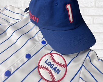 Personalized Baby Baseball Jersey and Hat Set Embroidered First Birthday Gift Custom Name Jersey for Baby Number Jersey for Photo Shoot