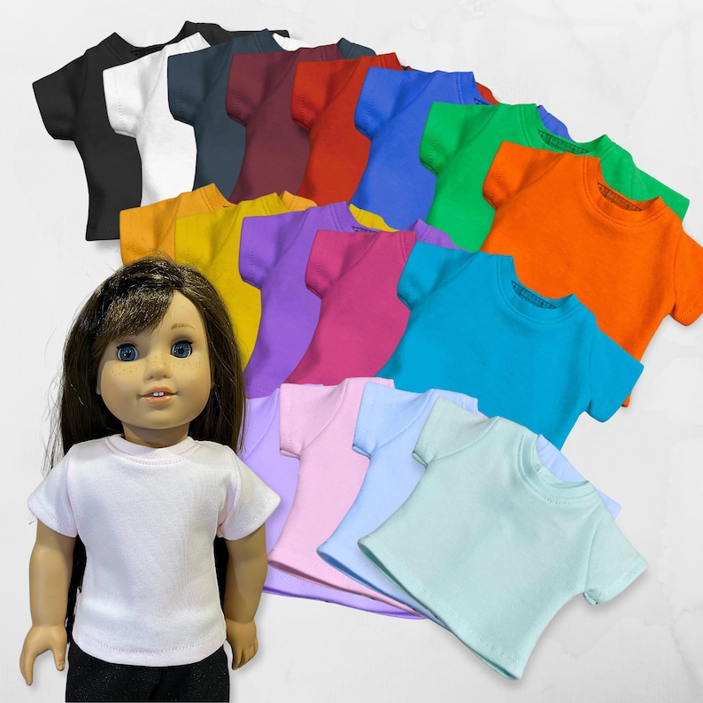 Le t-shirt personnalisé pour poupées s'adapte aux poupées américaines et aux autres poupées de 18 pouces. image 2