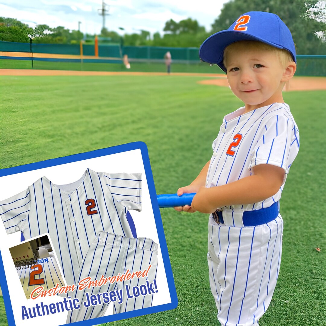 Kids Baseball Outfit 2 Pc EMBROIDERED Royal Blue Pinstripe Baseball Outfit for Baby, Baby
