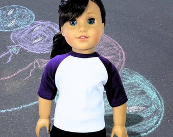 Raglan doll t-shirt fits 18 inch doll Birthday gift for little girls FITS American Girl Dolls and most 18 inch dolls DIY project for kids