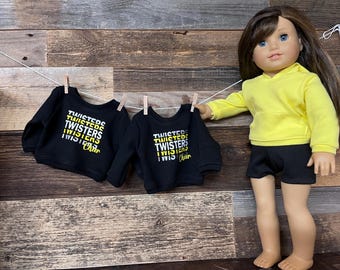 Custom Cheer Crewneck Sweatshirt FITS American Girl doll and other 18 inch dolls Custom Team Gear