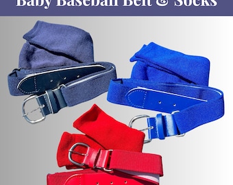 Baby Baseball Belt and Socks Set, Adjustable Fit for Baby and Kids