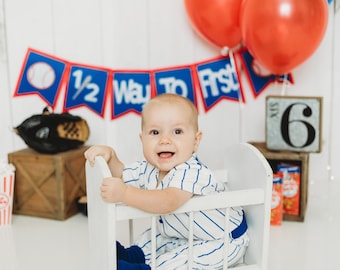 Custom Embroidered Baby Baseball Outfit Half Birthday Jersey 6 Month Photo Prop