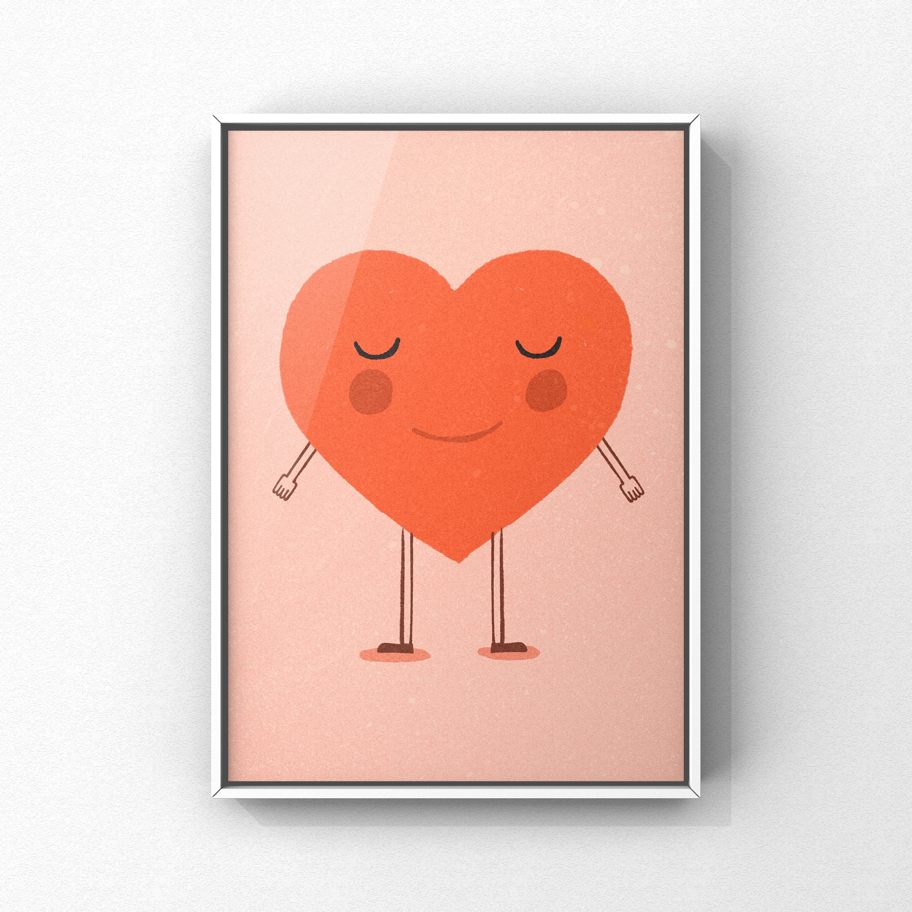 Heart art print love art print love wall art midcentury Etsy