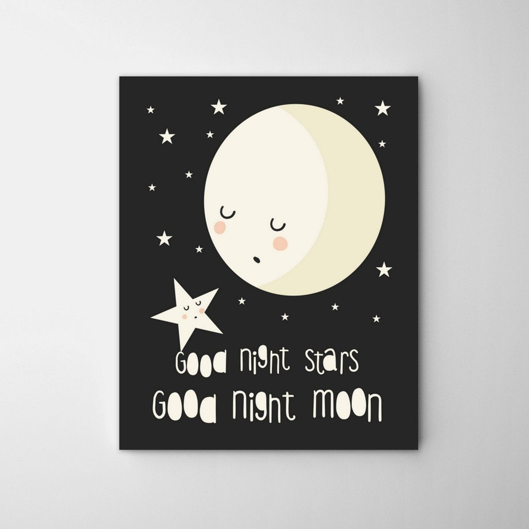 Moon Nursery Art Stars and Moon Nursery Art Moon Art Etsy