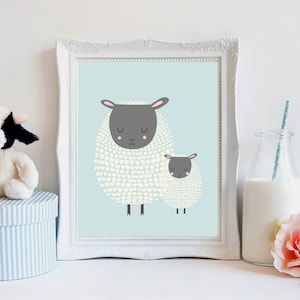 Nursery wall art, sheep nursery art, Nursery wall decor, nursery prints, nursery animals, sheep print, sheep art girl, sheep art boy