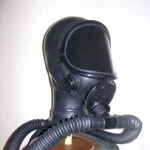 Fetish Heavy Rubber LATEX Gas Mask HOOD w/ Tinted Lenses, Twin Hoses, Tinted Face Shield and 3 Liter Rebreather Bag by FANTOMAS & Co.