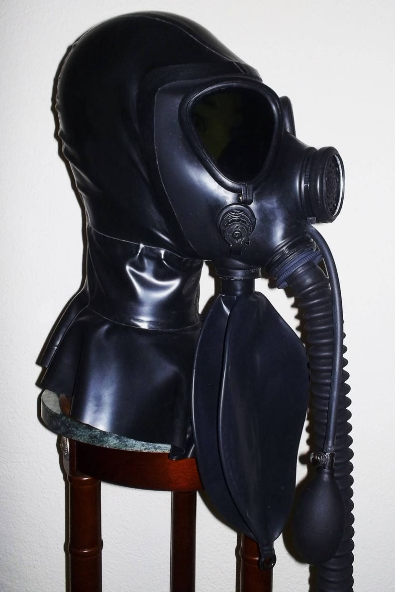Fetish Heavy Rubber LATEX Gas Mask HOOD W Dark Tinted Lens Etsy Canada