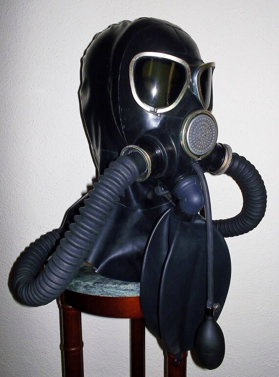 Fetish Heavy Rubber GAS MASK Latex Hood w/ Dark Tinted Lenses Etsy
