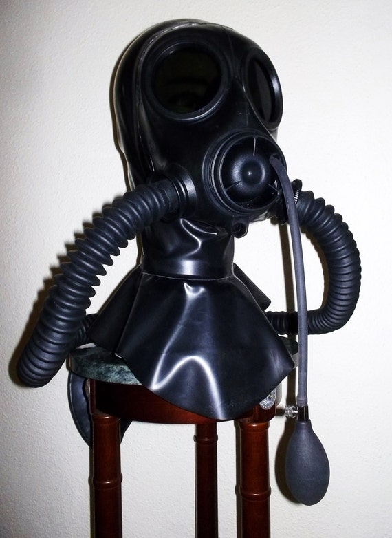 Fetish Heavy Rubber Fm12 Gas Mask Latex Hood W Dark Lenses Etsy