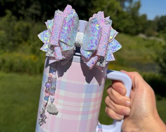 Lavender Dreams Plaid Hydrojug Spout Bow or Stanley Straw Bow - Pink and Lavender