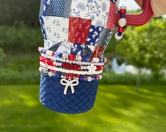 Americana Hydrojug or Stanley Bracelet Accessory for tumbler - Patriotic - Red, white and blue