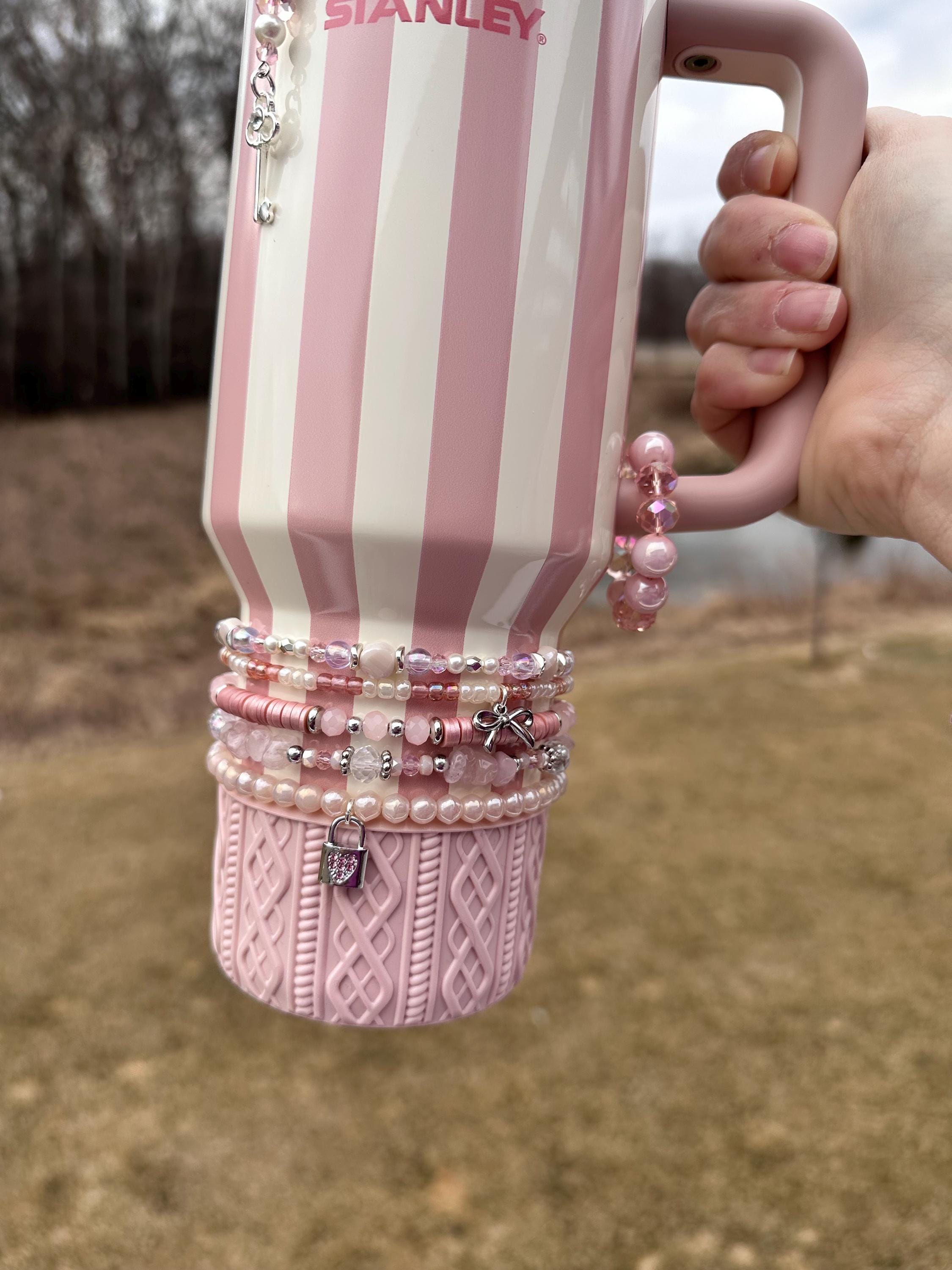 Pink Cabana and Peach Whip Gloss Stanley Bracelet Accessories