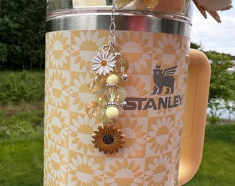 Mini Bauble for Straw - Butter Sunflower Stanley - with Sunflower Charms