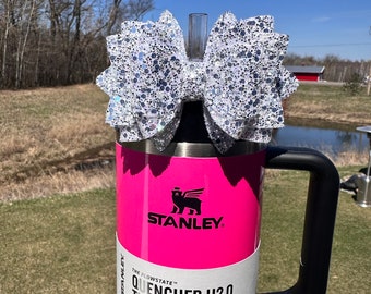 The Big Bow - Silver Glitter - Straw Topper Bow Stanley
