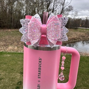 Pink and Silver Straw Bow - Sweet Pink