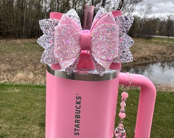 Pink and Silver Straw Bow - Sweet Pink