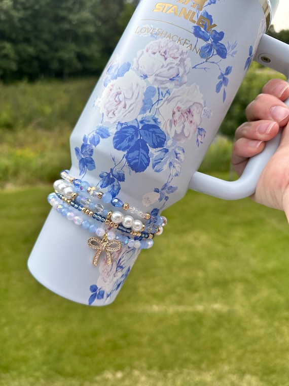 Love Shack Everblooming Rosettes Bracelets - Blue and White