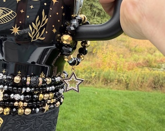 Black Magic Beaded Stanley Handle Charm - with Magnetic Closure and optional Star charm