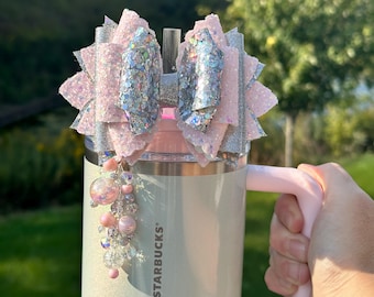 Romantic Ocean China SXS Stanley Straw Bow - Pink and Silver Bow