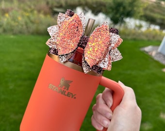 Pumpkin Spice Bow for Stanley Straw - Orange, gold, brown