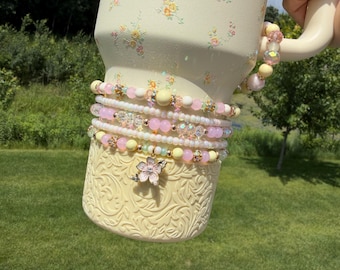 Lemon Haze Loveshack Fancy Stanley Cup Bracelet Accessory - Yellow and Pink with Flower Charm