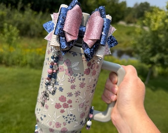 Garden Riley and Cru Hydrojug Spout Bow or Stanley Straw Bow - Navy and Maroon