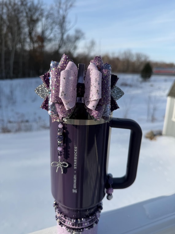 lavender stanley starbucks cup Starbucks + Stanley Purple Voyager Stainless Steel Tumbler w/Top Handl –  Katz Cupz main image 0