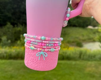Pink and Mint Ombre Ice Shaker Bracelet Accessory - Stanley or Hydrojug