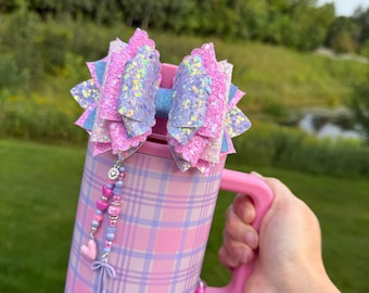 Daydream Plaid Hydrojug Spout Bow or Stanley Straw Bow - Pink and Purple