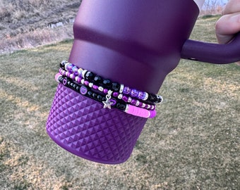 Plum Bracelet Stack for Stanley - Purple and Black Boot Topper