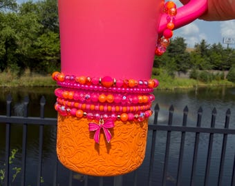 Sunkissed Ice Shaker Bracelet Accessory - Hot Pink and Orange