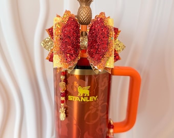 Karol G Stanley Straw Bow - Orange, Red, Yellow and Gold