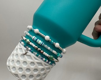 Tumbler Bracelet Stack - Aqua - Aquamarine