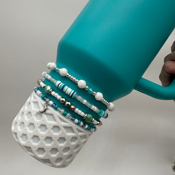 Tumbler Bracelet Stack - Aqua - Aquamarine