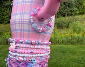 Daydream Plaid Hydrojug - Handle Charm with Magnetic Closure - Pink, Purple and Periwinkle