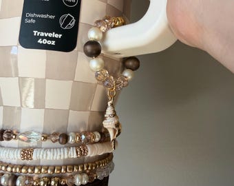 Hydrojug Sandstone Beaded Handle Charm with Magnetic Closure and optional shell charm