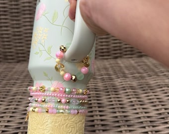 Abalorio con forma de flor de primavera para Stanley con cierre magnético (rosa, amarillo y verde)