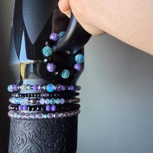 Perlen Griff Charm für Caitlin Clark Stanley Schwarz, Blau und Lila mit Magnetverschluss