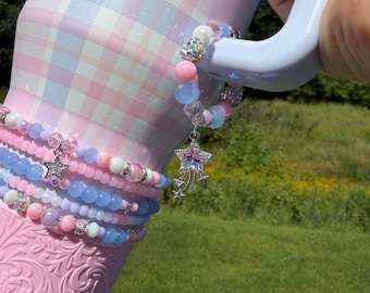 Lavender Dreams Plaid Hydrojug - Handle Charm with Magnetic Closure - Pink, Purple and White with optional star charm