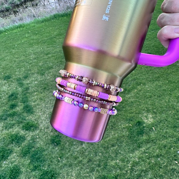 Summer Gradient Bracelet Stack for Stanley - Purple and Gold