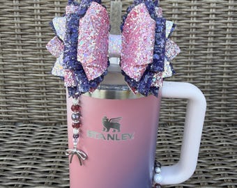 Dawn Spiral Straw Bow for Stanley - Purple, Mauve and Pink