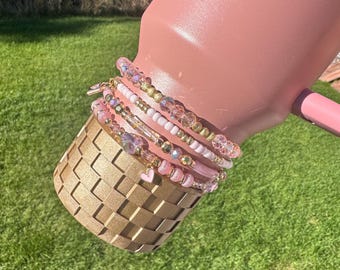 Antique Pink Stanley Bracelet Accessories - pink and gold