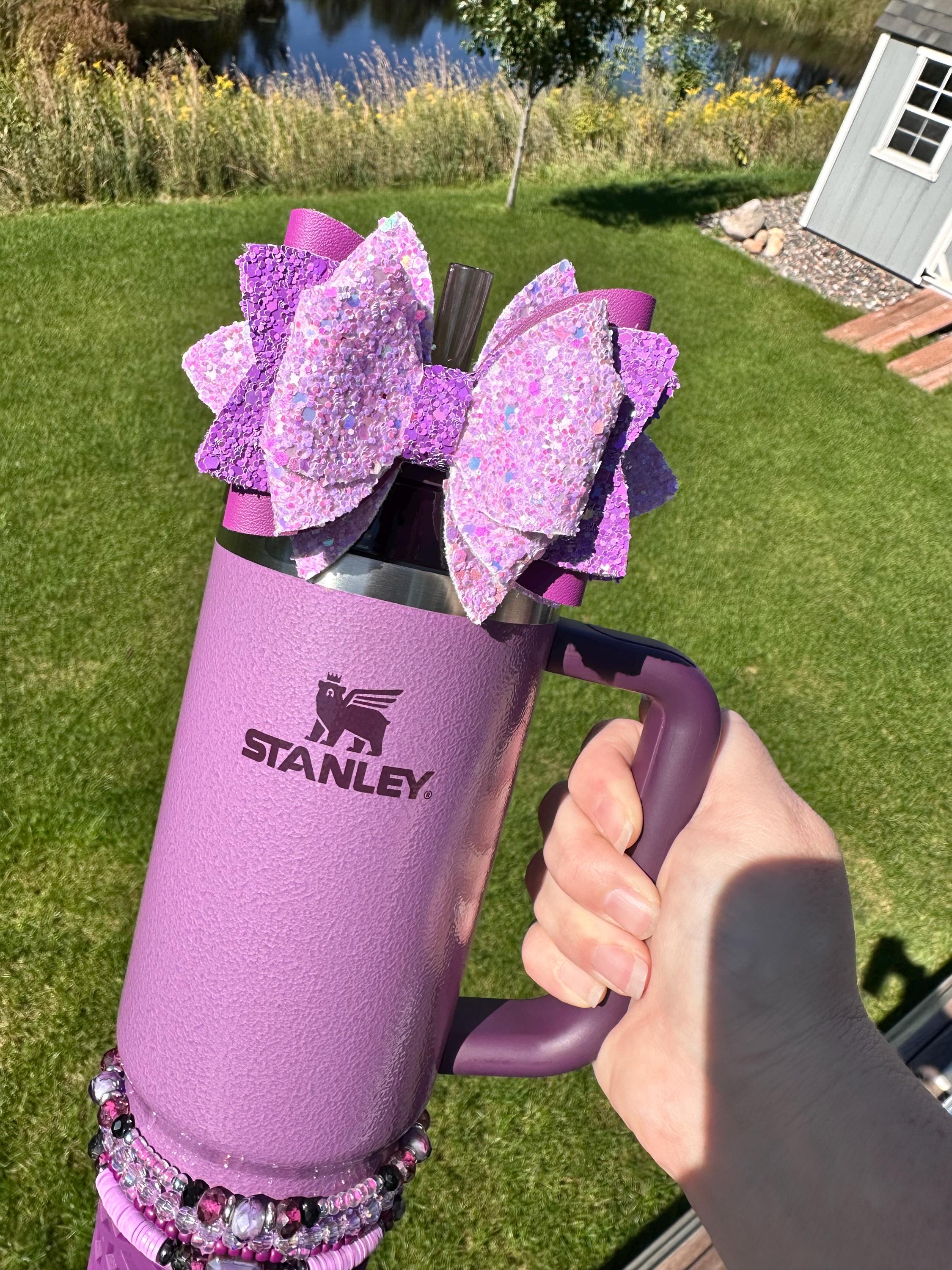 Hammertone Lilac Purple Bow - Stanley straw bow