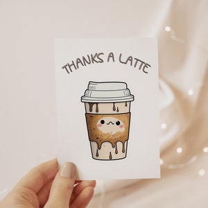 Merci un café au lait - carte de remerciements drôle | Cadeau amateur de café, carte faite main, remerciement, thème café, jeu de mots, carte drôle