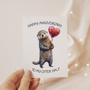 Carte de voeux d'amour et d'anniversaire avec des loutres | Design mignon drôle de couple de loutres pour des occasions romantiques | Livré avec un joint de cire assorti